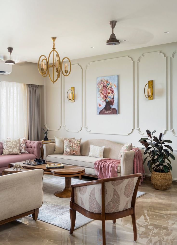 Bright European-style living room interior design