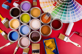 Professional painting supplies-colour cans, rollers, brushes and shade selection